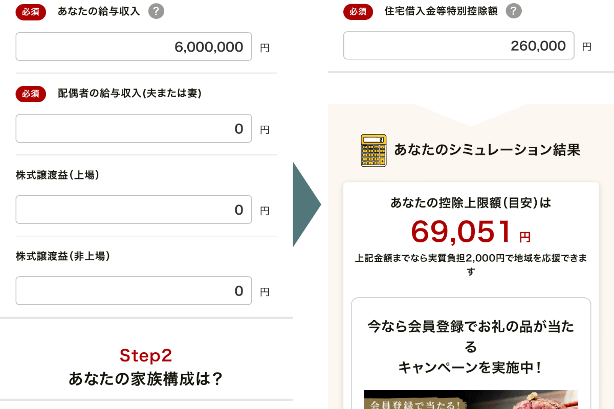 控除上限額シミュレーション