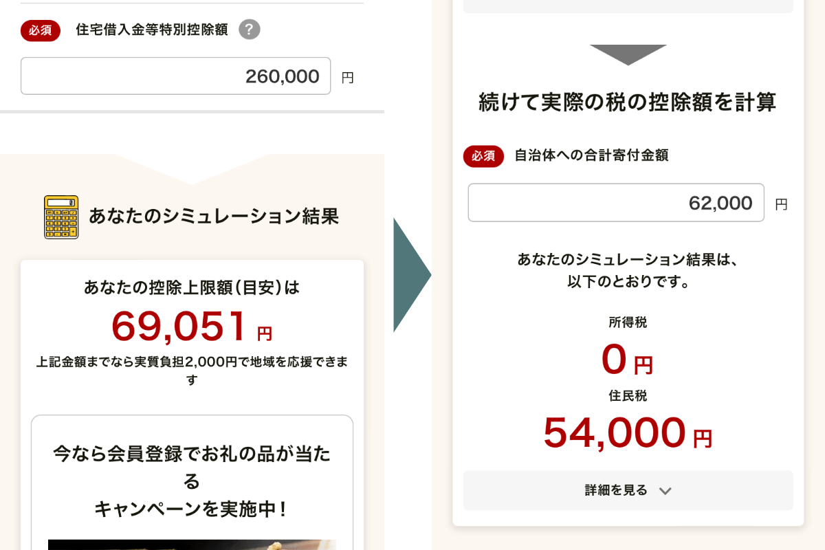 控除上限額シミュレーション